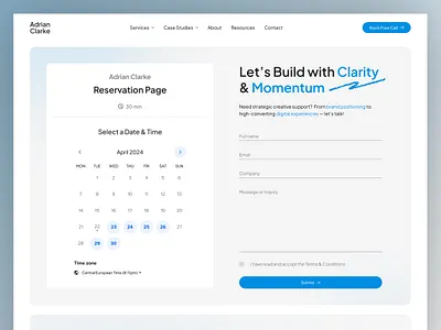AC - Consultant Freelance Personal Website Design - Contact Page agency agency website book call page clean company profile consultant contact form contact page contact us corporate landing page minimalist modern personal website portfolio portfolio website professional ui web design website