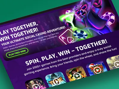 Social Sweepstakes Casino Website Design branding casino casino website creative website design design figma graphic design ui ux web design website design