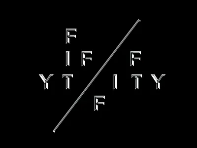 50/50 Logo metallic version chrome chromed concept cool effect essential layer style logo metal metallic minimal photoshop sleek steel text typography vfx