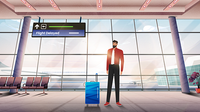 Flight Delayed✈️ characterdesign illustration motiondesign visualstorytelling