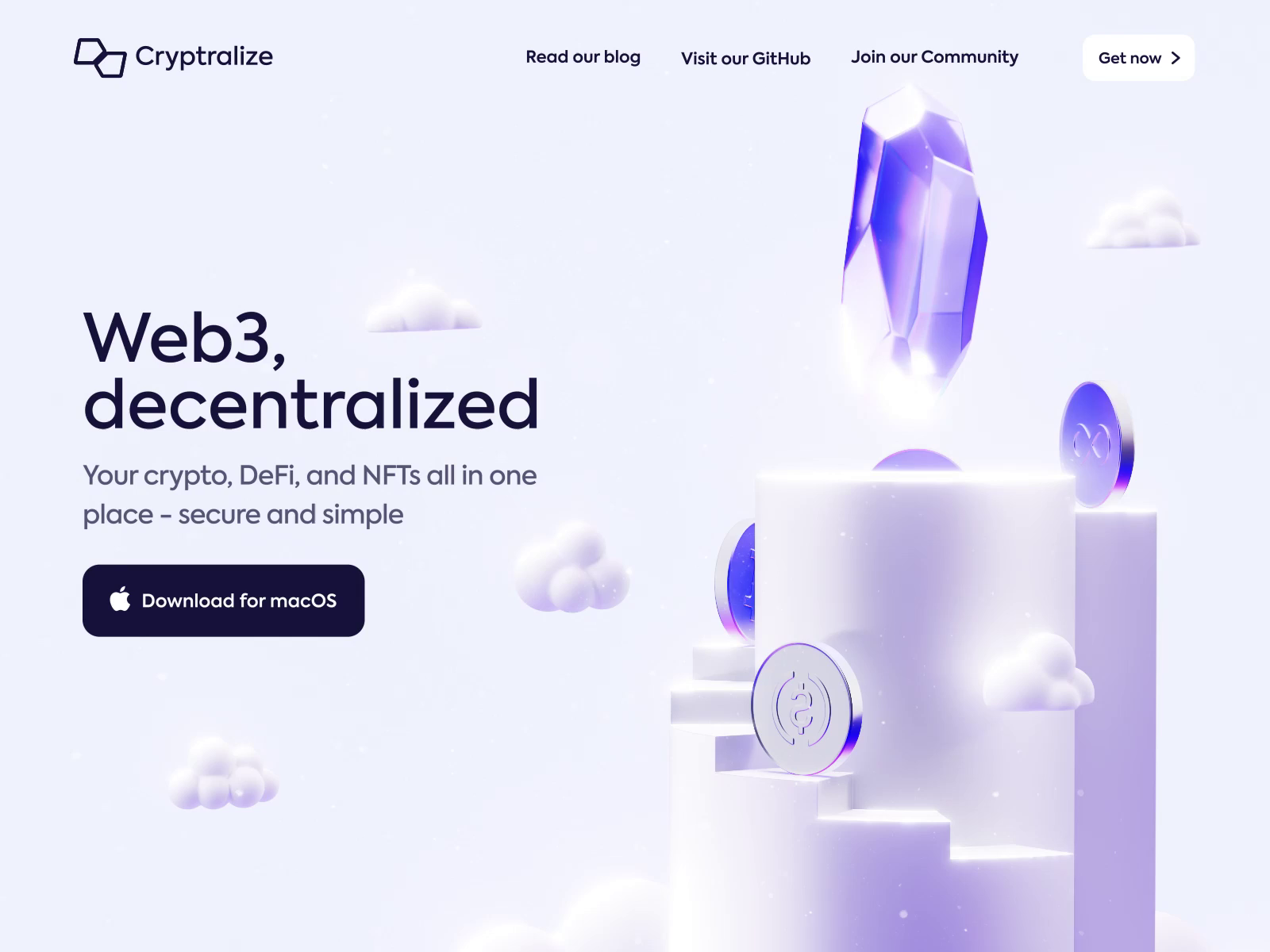 Example of Crypto Landing page 3D animation web design