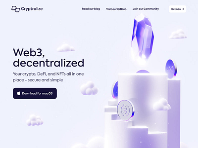 Crypto Landing page 3D animation web design 3d 3d animation 3d art coin crypto crystal e commerce finance fintech hero hero section icons landing landing page landingpage web web design webdesign website