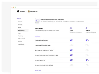 Notifications — Untitled UI notifications preferences product design settings page ui design user interface