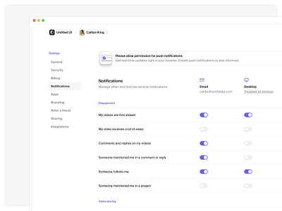 Notifications — Untitled UI notifications preferences product design settings page ui design user interface