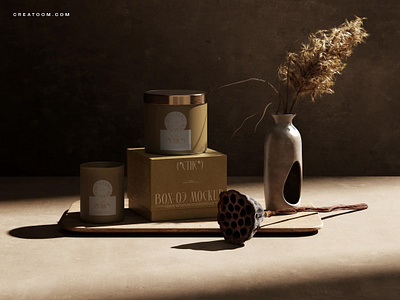 😍 Candle And Box Mockups With Dry Plant adobe photoshop box mockup candle mockup carton box mockup free free mockup freebies graphic design mockup packaging mockup paper box mockup psd