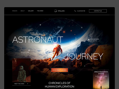 Prepare for liftoff! 🚀 (Animated hero section) animation app astronaut graphic design gravity hero section modern motion graphics sophesticated space ui ux vector