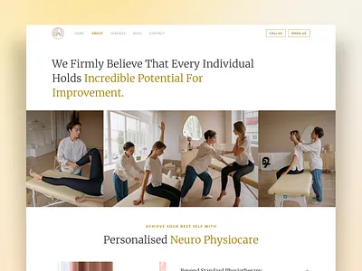 Salisbury - Physiotherapy Clinic Landing Page about clean consultation gold helathcare homepage landing page medical care neurophysiotherapy physiotherapy rehabilitation selfcare therapy ui ux web web design website wellness