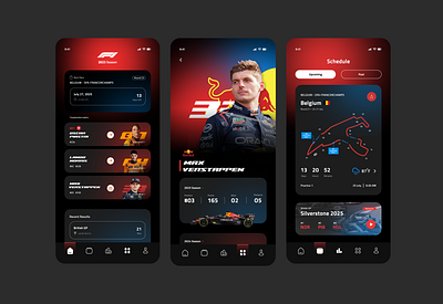 F1 2025 Mobile App Concept app branding design flat mobile ui ui design uiux