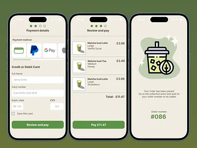 #Dailyui day 2: Credit card payment for a Matcha Café cafe credit card dailyui day2 green matcha mobile app order and pay payment relaxed tea ui