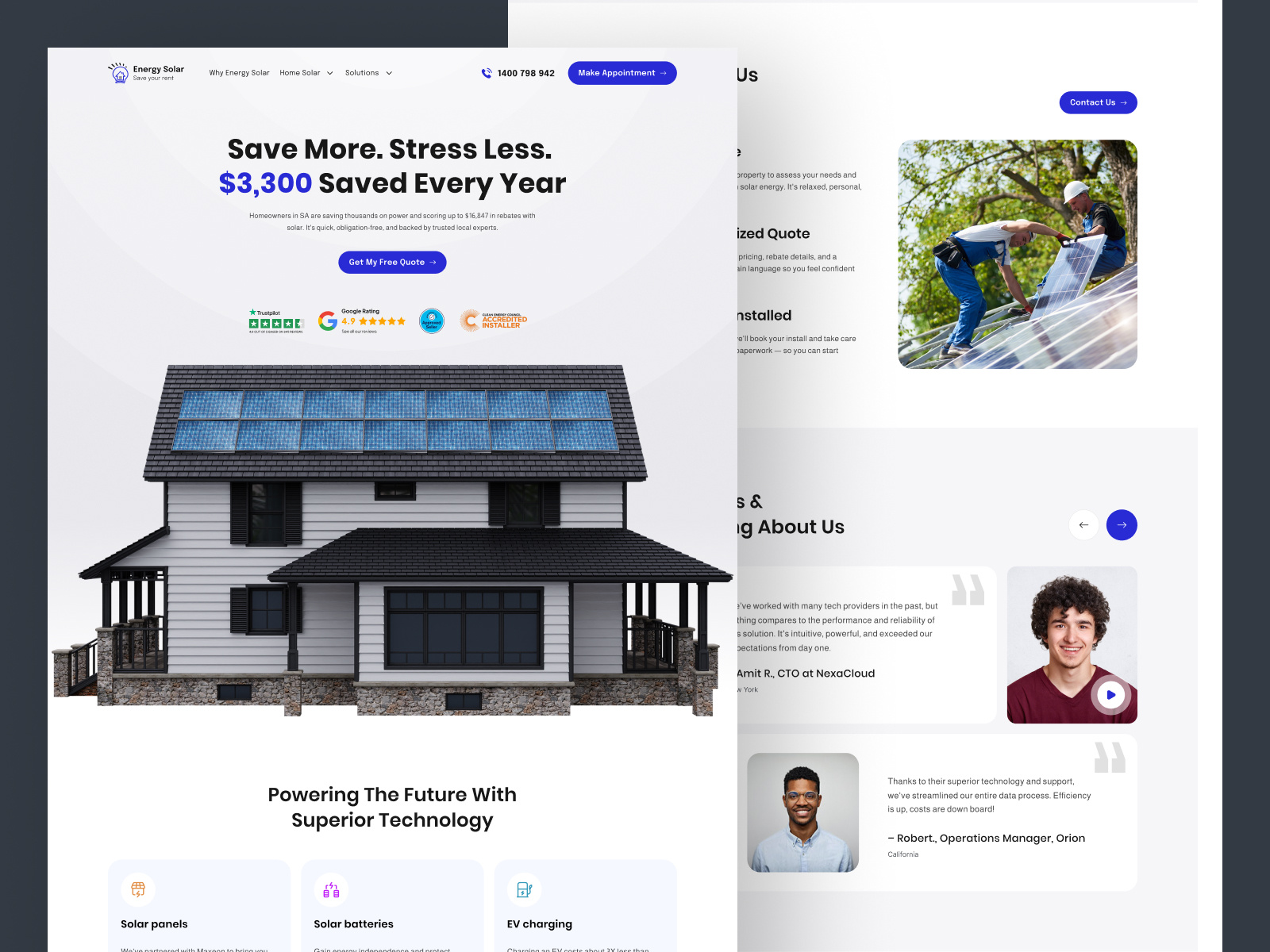 Energy Solar - Home Solar Service Landing page Design | UI/UX by Md ...