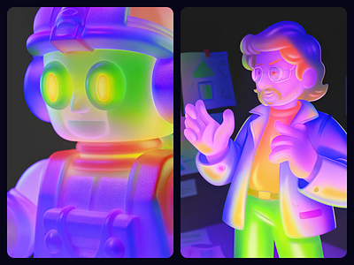 Digital Characters – 3D Illustration, CG, Neon Lighting 2d illustration 3d 3d art 3d artist 3d character 3d design 3d illustration 3d modeling 3d visuals bright colors cg character art character design digital digital art digital illustration graphic design neon neon glow robot
