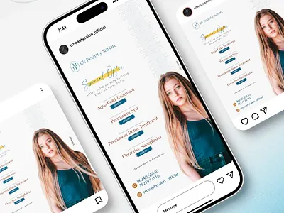 Social Media Post and Story for RR Beauty Salon ashwastikadesignstudio brandinginspiration clientwork creativedirection creativestudio dailydesign designcommunity designinspo designlife designtrends dribbbleshowcase graphicdesigners hairsalondesign leadgeneratingdesign marketingdesign offerdesign uiuxdesign userinterface visualbranding