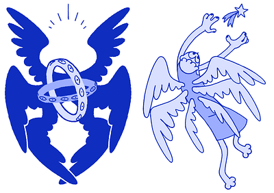 Two Christmas cards with angels graphic design illustration
