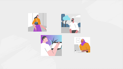 Support chat: happy customers call character character animation character design characters chat communication contact centre customers diversity employees flat style gradient headphones laptop logistics speak bubbles support workers