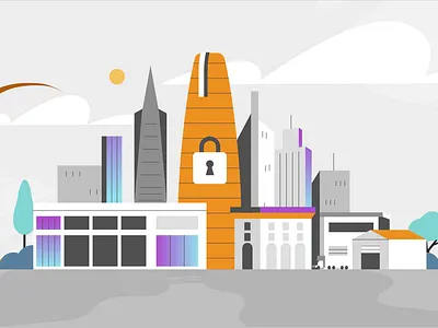 City wave and logo animation business city delivery gradient internet line animation logo animation megapolis outro outro animation safe sail internet security truck wave wave animation wifi