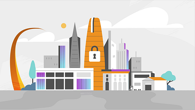 City wave and logo animation business city delivery gradient internet line animation logo animation megapolis outro outro animation safe sail internet security truck wave wave animation wifi