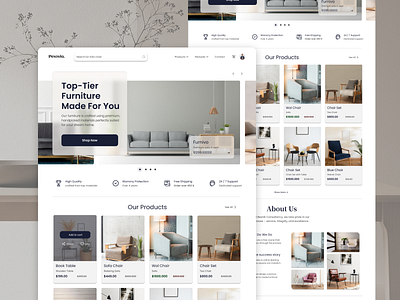Elegant Furniture eCommerce UI Design branding cleanui design figma figmadesign furniture illustration landing page minimaldesign ui ui ux web uidesign uxdesign