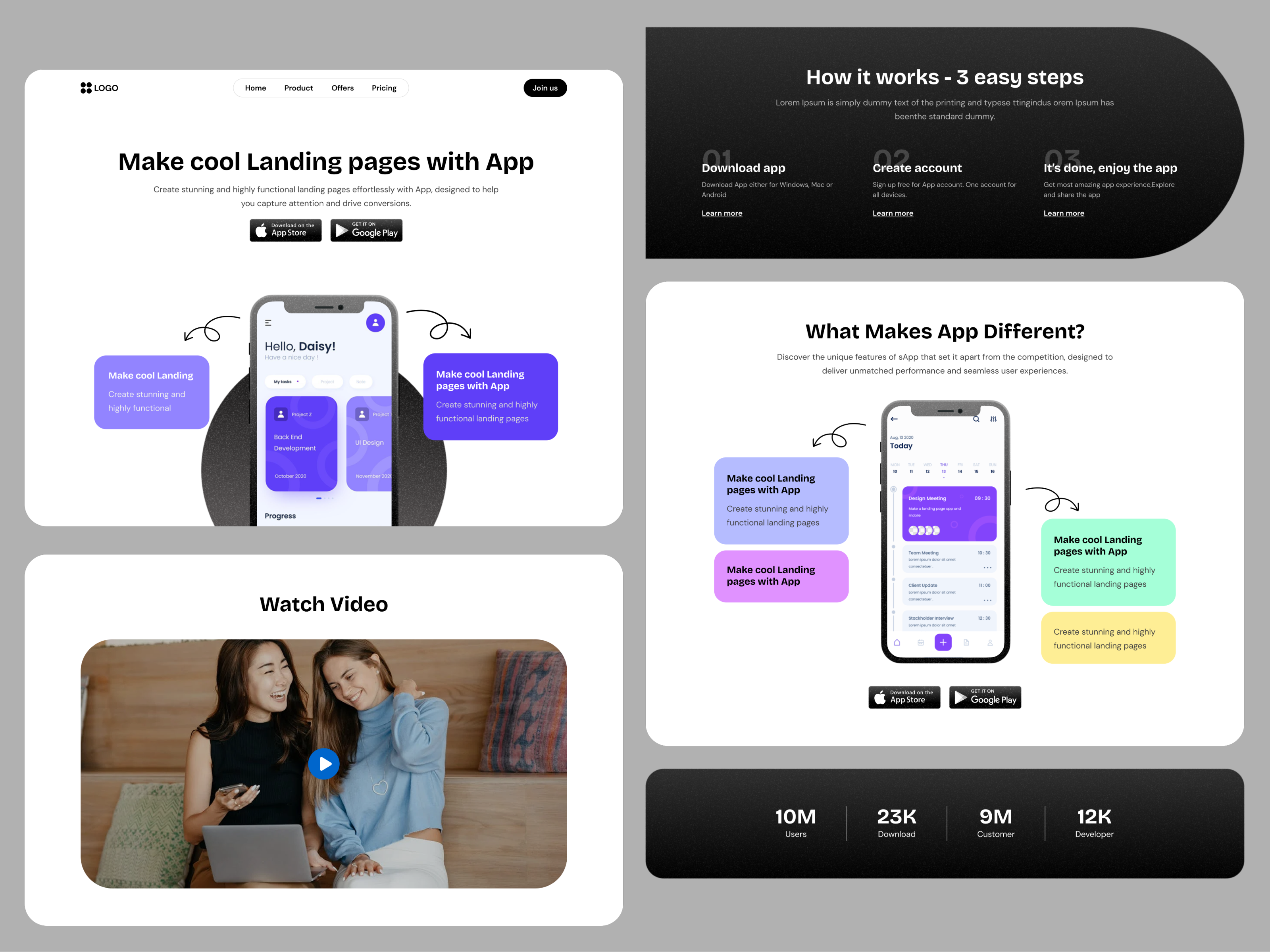 Modern App Landing Page – Clean & Conversion-Focused appinterface clean cleanui design figma figmadesign graphic design hero herobanner home homepage idea landingpage mobileappdesign saasdesign ui uidesign ux webdesign