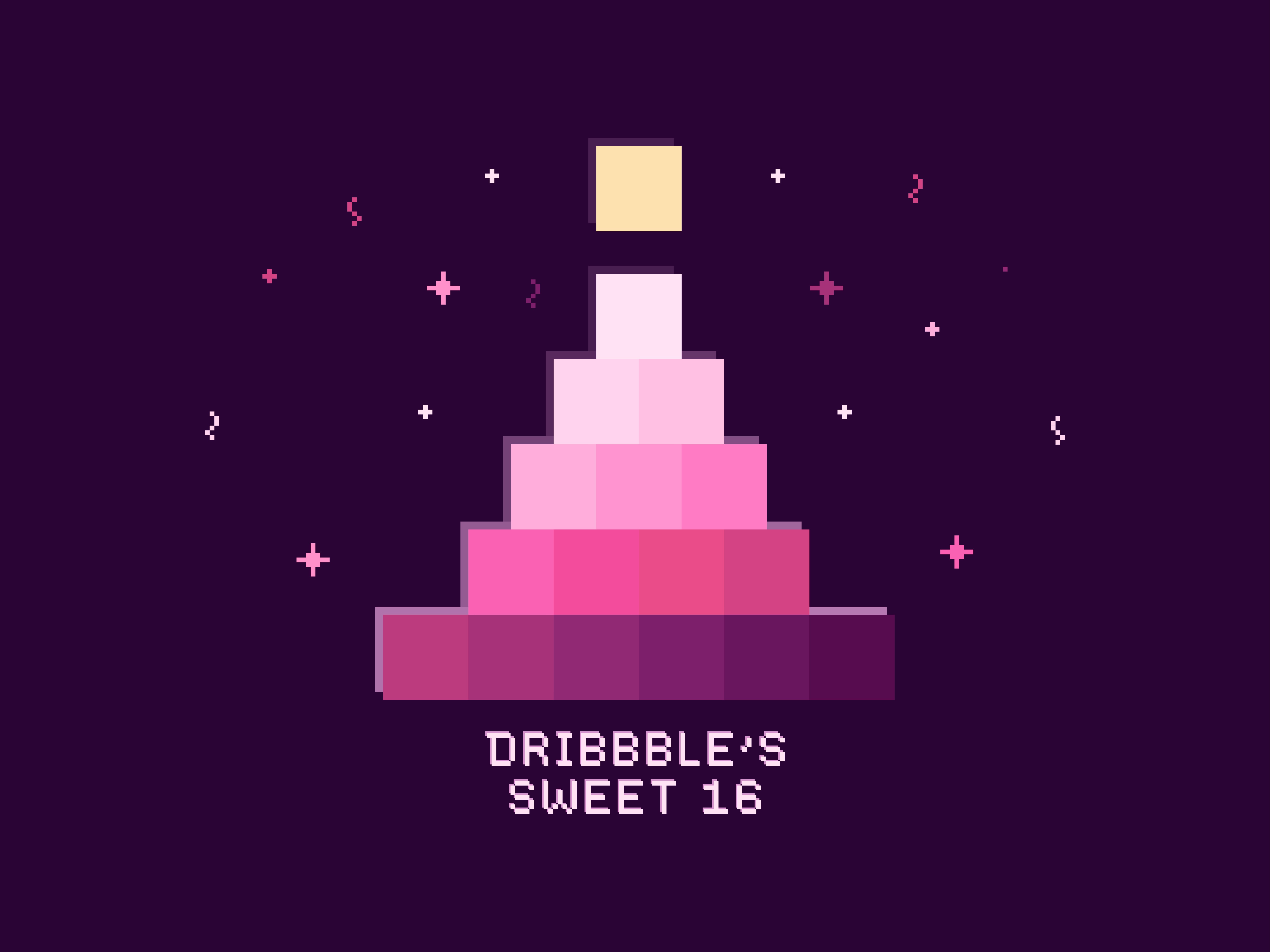Dribbble’s Sweet 16: A Pixel-Perfect Celebration 16bit 3d celebration community creative dribbble dribbble anniversary dribbble playoff graphic design growth pink pixel pixel art pixel cake pixel design pixel illustration retro sweet 16 ui ux
