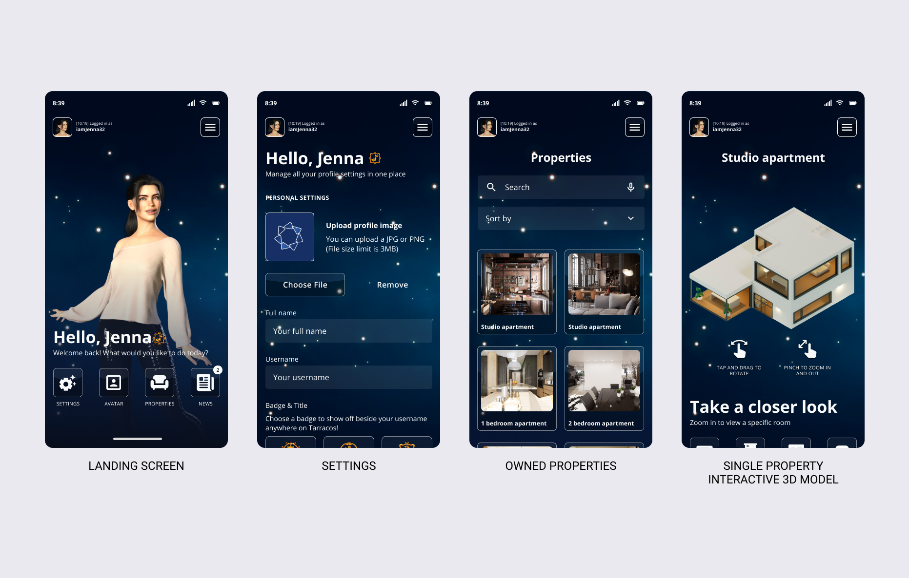 Mobile Companion App for Video Game app design companion app dark mode fantasy futuristic gui mobile mobile game sci fi ui