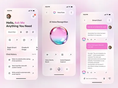 AI Mobile App – Talk, Text & Connect Effortlessly ai ai app ai chatbot ai voice app app design chatbot conversational ai ios mobile mobile app smart ai smart assistant speech to text app voice recognition