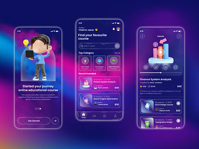 E-learning Mobile App Design Concept clean design education app elearning app design figma design ios design landing page design learning platfrom mobile app design responsive design screenshot design ui ux design