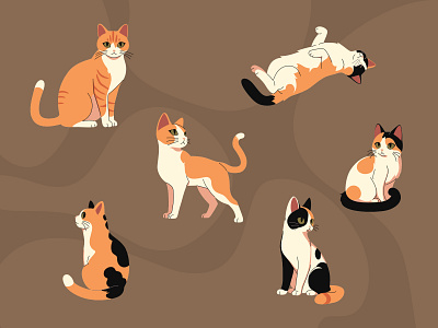 Purring Companions: Colorful Cats Collection adorable animals calico cat cat cat asset cat bundle cat graphic character illustration cute design graphic design illustration mascot minimalist minimalist design pet pet clipart vector vector cat vector illustration