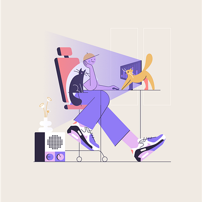 WFH Vibes: Cats, Code & Comfort airmax catlover cats at work comfort cozy cozyworkspace desksetup desktop freelance hat home nike productivity redcat remote remoteworking shoes work work form home working with pest