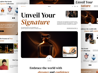 Luxurious Perfume Website UI Design 3d branding design services e commerce illustration landing page motion graphics perfume perfume brand shopify shopify store swan design agency ui uiux ux design website design