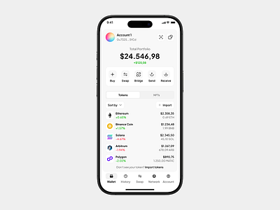 Omiri - Web3 Wallet Mobile App finance minimalist modern ui ui design wallet web design web3