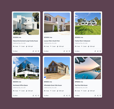 Real Estate Cards for Property Browsing best ui designer design graphic design illustration ui ui design ui ux ui ux design