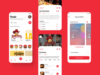 Food App UI Design app app ui design food app ui food mobile app ui home screen mobile app ui mobile ui payment method product card ui product ui ui ux
