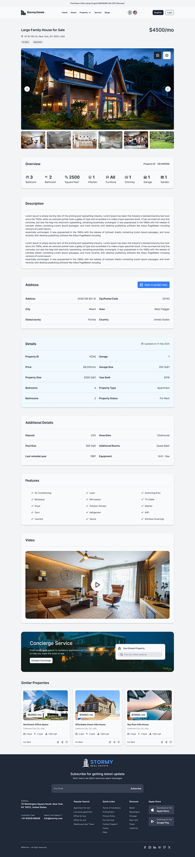 Fully Featured Property Details Page UI best ui designer design graphic design ui ui design ui ux ui ux design