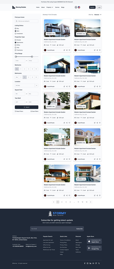 Real Estate Property Listing Page UI best ui designer design graphic design ui ui design ui ux ui ux design