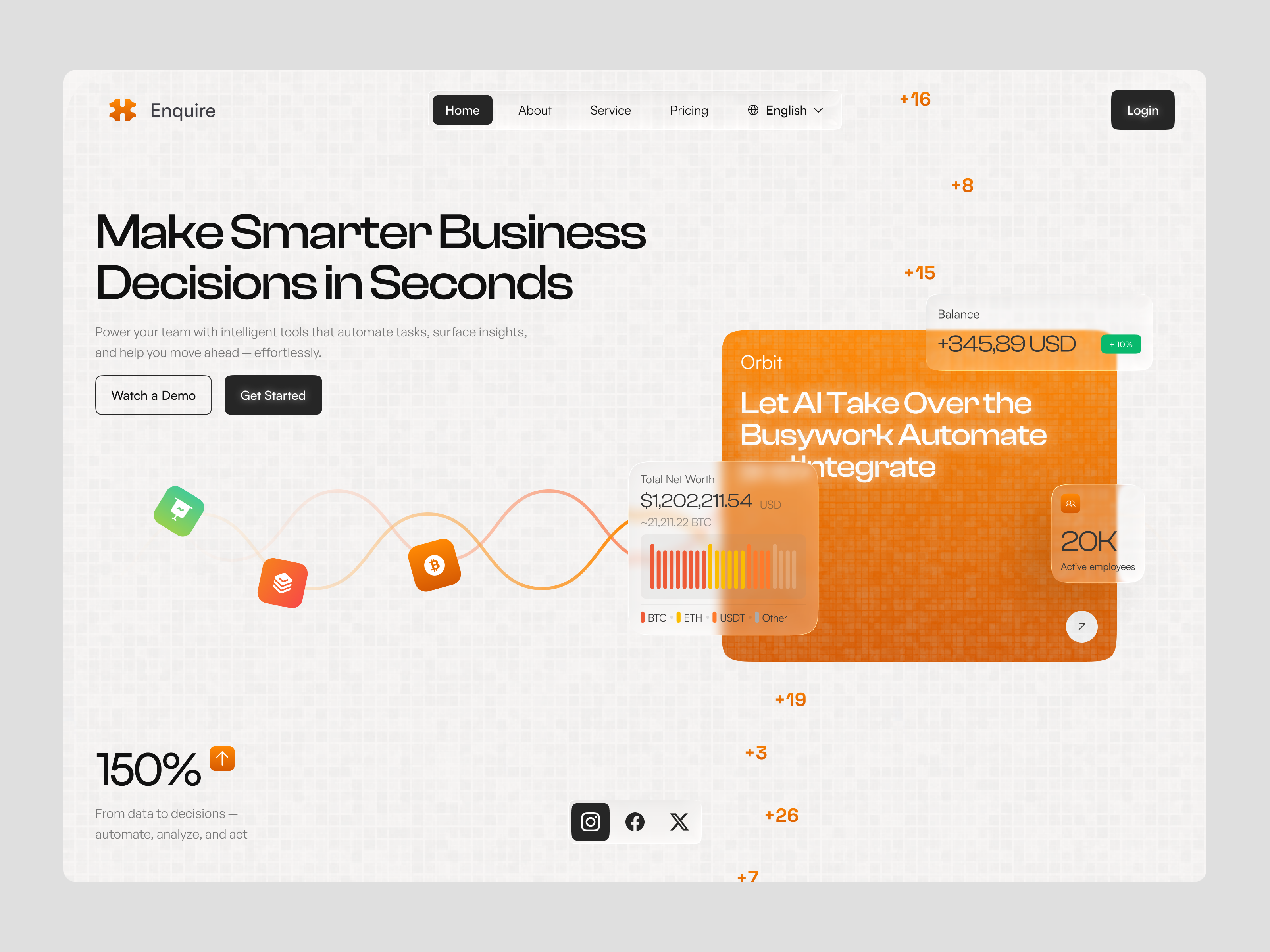 Enquire - Website Header Design best web design agency creative website finance finance website glass glass morphism header website hero hero design landing page saas saas landing page saas website tech website technology website ui ux web design web design agency website section