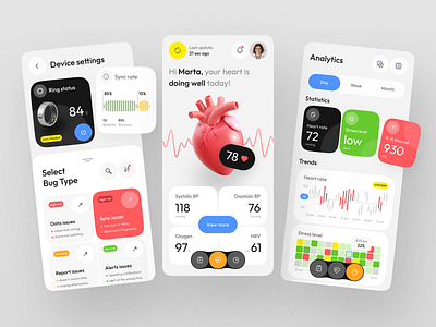 Heart Control App design 3d ai analytics app chart clean fresh gotoinc health healthcare healthtech medical medicine minimal mobile modern smart trending ui ux