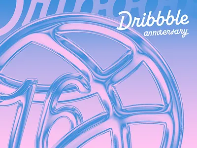 Dribbble 16th anniversary 16 anniversary basketball bball birthday celebrating chrome community creative dribbble filter forge glossy hb iridescent party sweet 16 trending