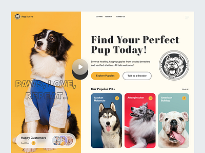Pup Haven 2025 design animal buy animal store animals lovers dog website doglovers dribbble ecommerce headerdesign home page landing page minimal design pet store pets lovers petwebsite pupy theme uiux webdesign website