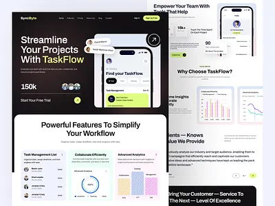 SaaS Project Management Landing Page ark theme ui b2b product design crm software design dribbble best shot figma designer figma landing page mockup design modern web app project management ui saas landing pag saas ui software landing page task management design team collaboration tech startup time tracking ui ui inspiration uiux designer ux for teams workflow tools