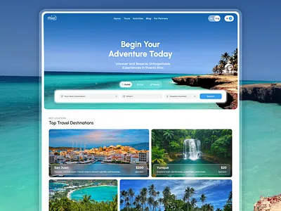 Travel Explorer Website activity activityfinder booking designfortravel productdesign puertorico travelapp travelexperience ui design uiux userinterface ux design vacation web app design