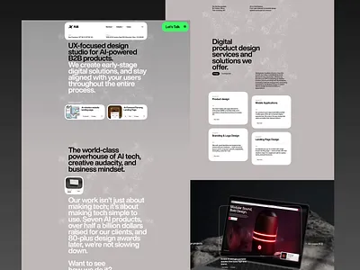 AI Landing page web design screen animation ✦ Plus ai animation design interaction motion graphics service startup ui ux web website