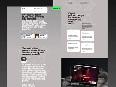 AI Landing page web design screen animation ✦ Plus ai animation design interaction motion graphics service startup ui ux web website