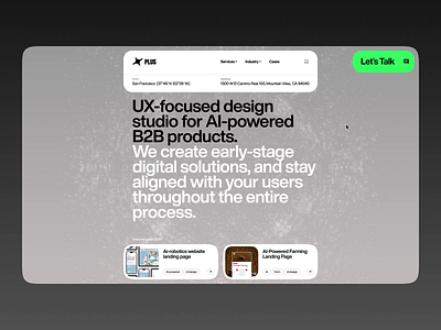 AI Landing page web design services ✦ Plus ai animation design interaction landing page motion graphics service startup ui ux web design website