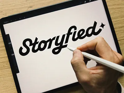 Storyfied _logotype branding calligraphy custom flow fun iconic identity innovative ipad lettering logo modern process procreate script story storyfied type unique wordmark