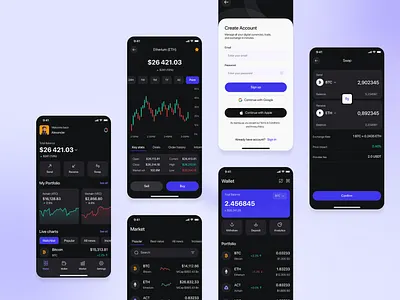 💼 Crypto Wallet App – Track, Trade, and Stay in Control app crypto cryptoapp dark design fintechui illustration mobile app mode product design track trade ui uidesign ux uxdesign wallet