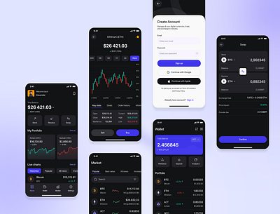 💼 Crypto Wallet App – Track, Trade, and Stay in Control app crypto cryptoapp dark design fintechui illustration mobile app mode product design track trade ui uidesign ux uxdesign wallet