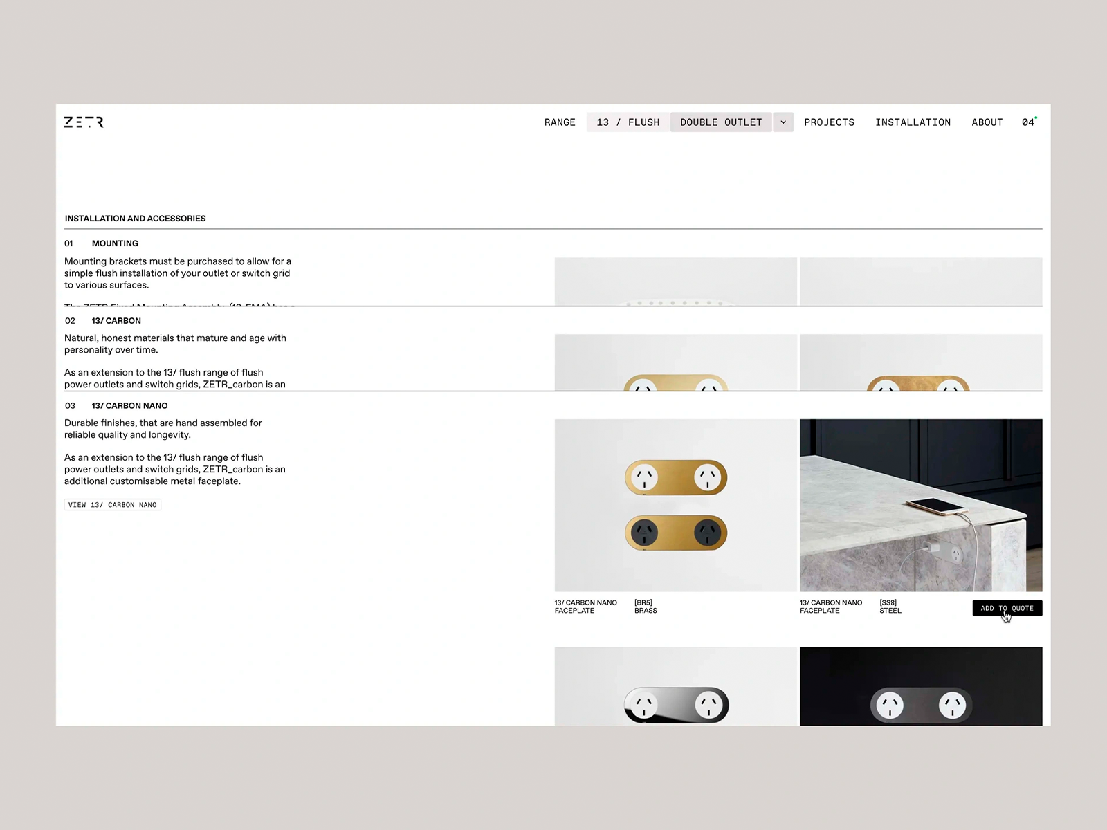 ZETR - Architectural Product Details UI