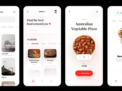 Mobile App UI Concepts – Part 2 android application delivery e commerce food furniture ios mobile ui ux