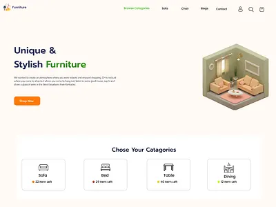 Furniture Store Website UI Design – Figma Landing Page Concept design graphic design illustration typography ui uiux design trends website wix