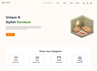 Furniture Store Website UI Design – Figma Landing Page Concept design graphic design illustration typography ui uiux design trends website wix